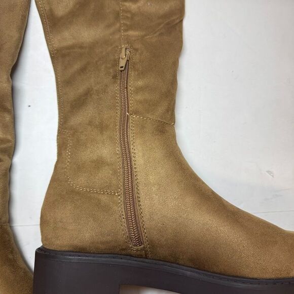 Nine West Women 7.5 M Dark Natural Brown Tread Over The Knee Riding Boots NIBHL1 - Picture 4 of 6